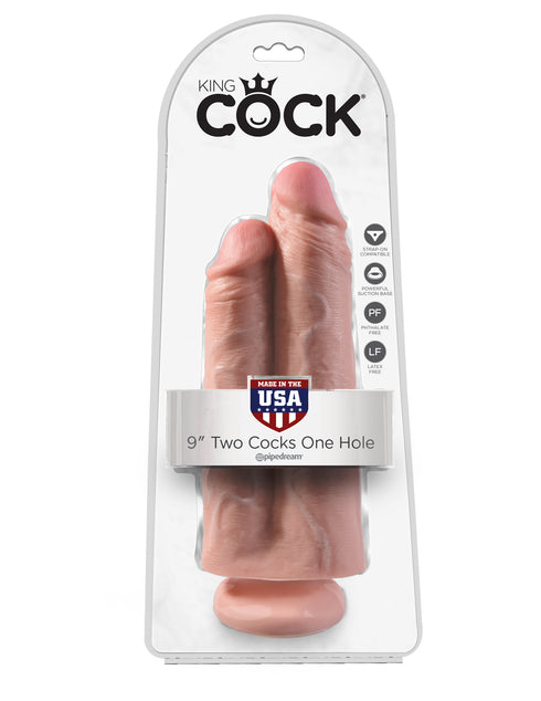 King Cock 9 in. Two Cocks One Hole - Flesh
